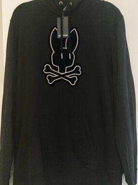 Phsyco Bunny Mens XXL Black Hoodie Pullover Sweatshirt